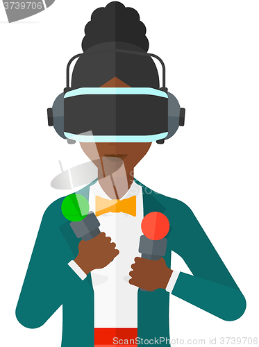 Image of Woman in oculus rift.