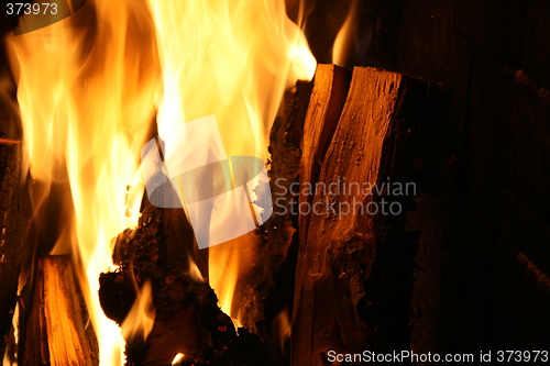 Image of Burning fireplace