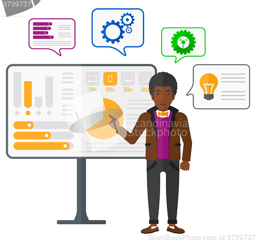Image of Man presenting report.