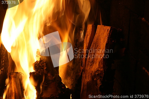 Image of Burning fireplace