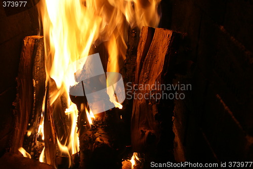Image of Burning fireplace
