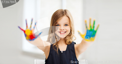 Image of girl showing painted hands