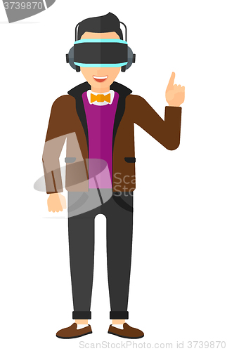 Image of Man wearing virtual reality headset.