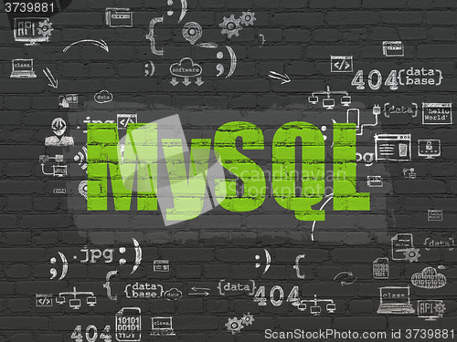 Image of Software concept: MySQL on wall background