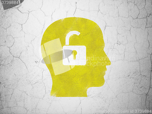 Image of Finance concept: Head With Padlock on wall background