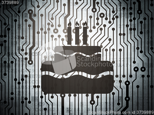 Image of Holiday concept: circuit board with Cake