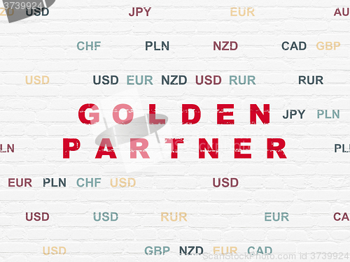 Image of Business concept: Golden Partner on wall background