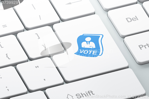 Image of Political concept: Ballot on computer keyboard background