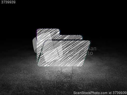 Image of Business concept: Folder in grunge dark room