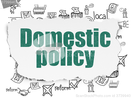 Image of Politics concept: Domestic Policy on Torn Paper background