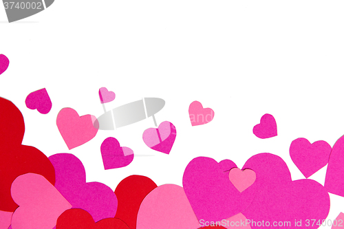 Image of close up of valentines heart shapes with copyspace