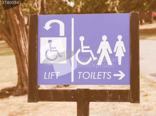 Image of  Lift and toilets sign vintage