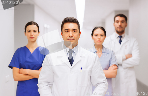 Image of group of medics or doctors at hospital