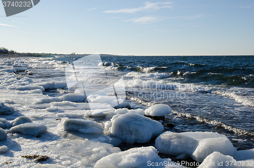 Image of Icy rocks by the coast