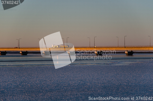 Image of Detail of a sunlit bridge