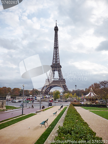 Image of Paris cityscape with Eiffel tower