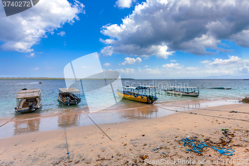 Image of dream beach with boat Bali Indonesia