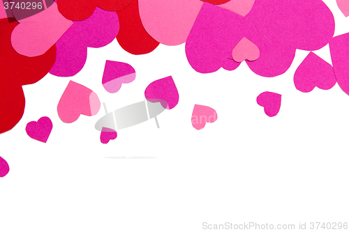 Image of close up of valentines heart shapes with copyspace