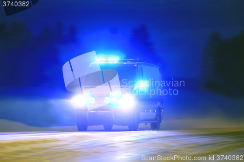 Image of Ambulance in the Blue Night