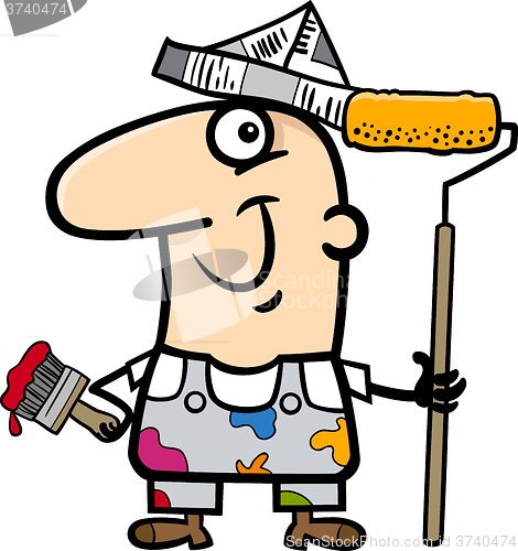 Image of painting worker cartoon illustration