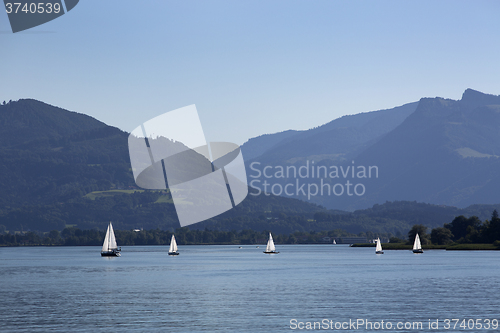 Image of Sailing boats at lake Chiemsee, Bavaria, Germany