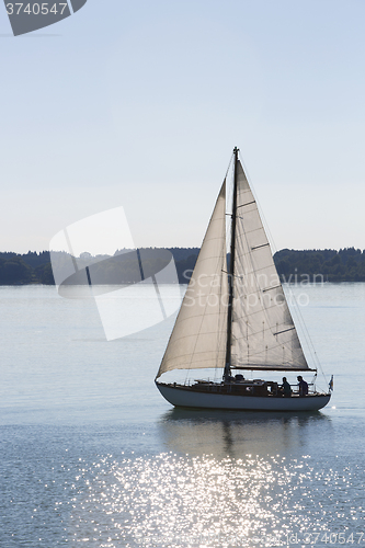 Image of Sailing boat at lake Chiemsee, Bavaria, Germany