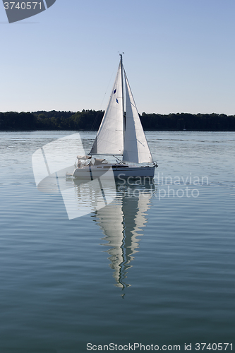 Image of Sailing boat at lake Chiemsee, Bavaria, Germany