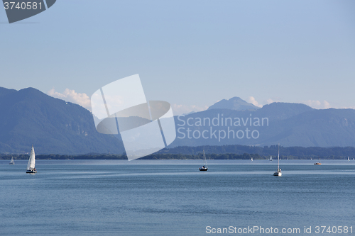 Image of Sailing boats at lake Chiemsee, Bavaria, Germany