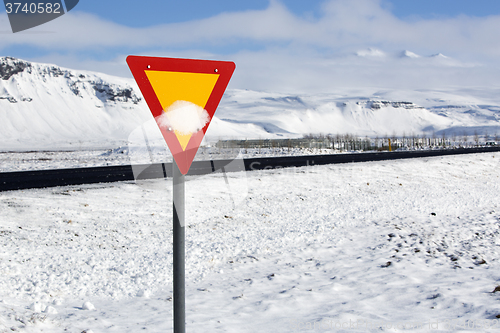 Image of Traffic sign at the road