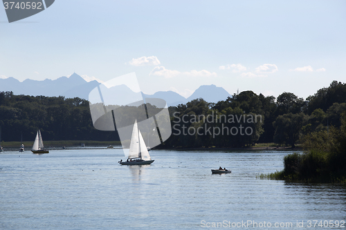 Image of Sailing boats at lake Chiemsee, Bavaria, Germany