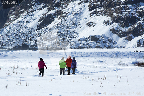 Image of Tourists in wintry Iceland