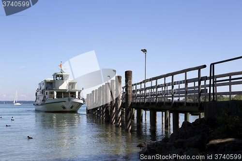 Image of Steamship at the pier, Chiemsee, Bavaria