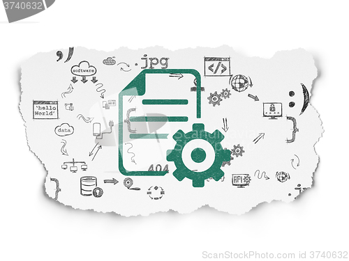 Image of Software concept: Gear on Torn Paper background