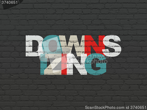 Image of Business concept: Downsizing on wall background