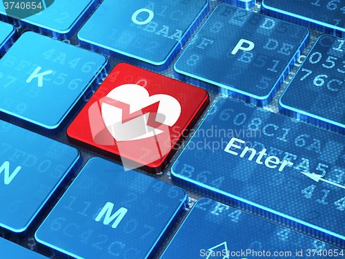 Image of Medicine concept: Heart on computer keyboard background