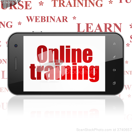 Image of Education concept: Smartphone with Online Training on display
