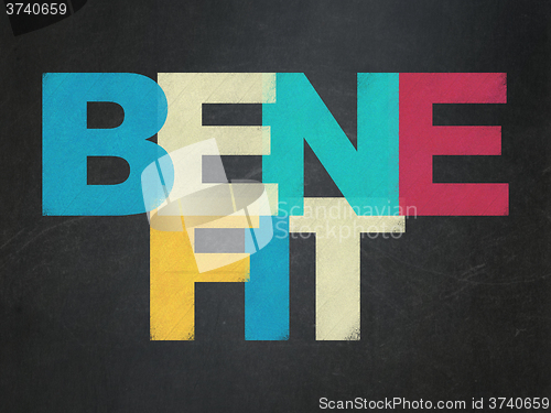 Image of Finance concept: Benefit on School Board background