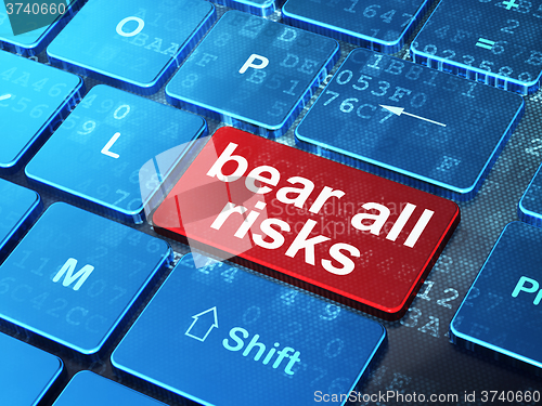 Image of Insurance concept: Bear All Risks on computer keyboard background