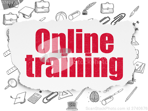 Image of Education concept: Online Training on Torn Paper background
