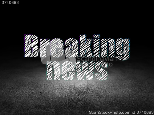 Image of News concept: Breaking News in grunge dark room