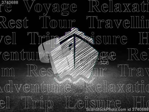 Image of Tourism concept: Ship in grunge dark room