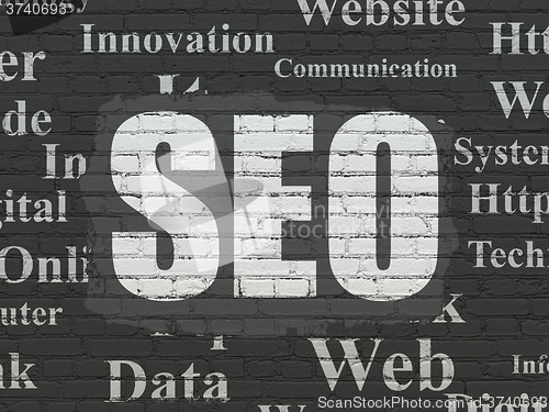 Image of Web design concept: SEO on wall background