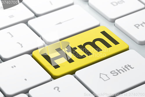 Image of Software concept: Html on computer keyboard background