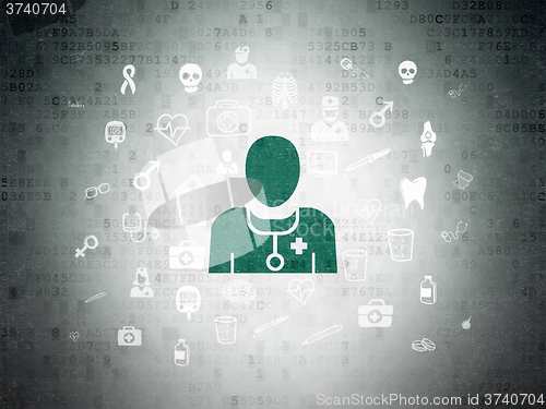 Image of Medicine concept: Doctor on Digital Paper background