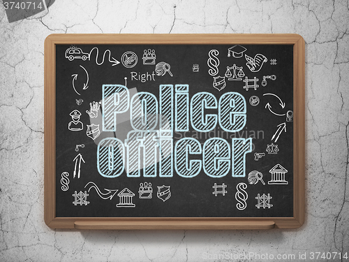 Image of Law concept: Police Officer on School Board background