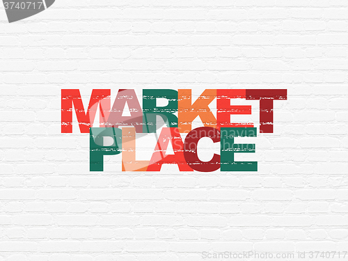 Image of Advertising concept: Marketplace on wall background