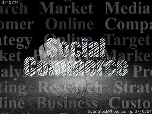 Image of Advertising concept: Social Commerce in grunge dark room