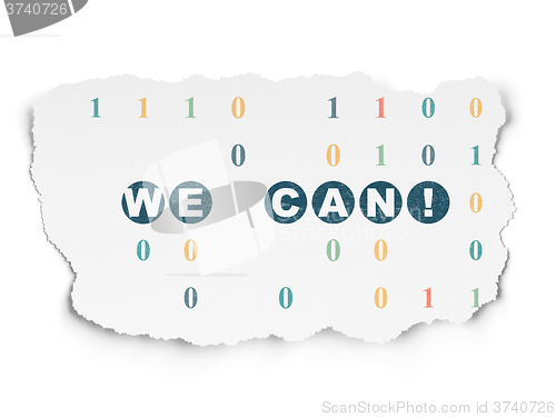 Image of Business concept: We can! on Torn Paper background
