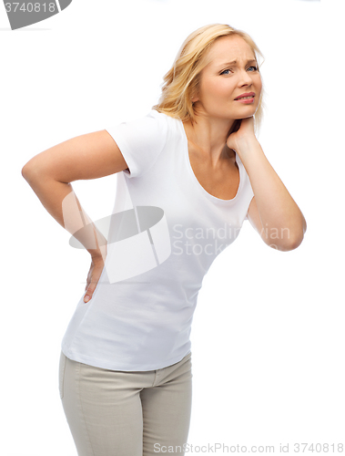 Image of unhappy woman suffering from backache