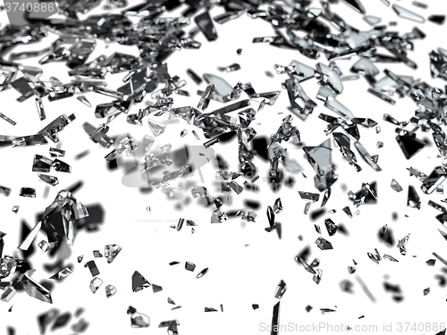 Image of Sharp pieces of smashed glass isolated 